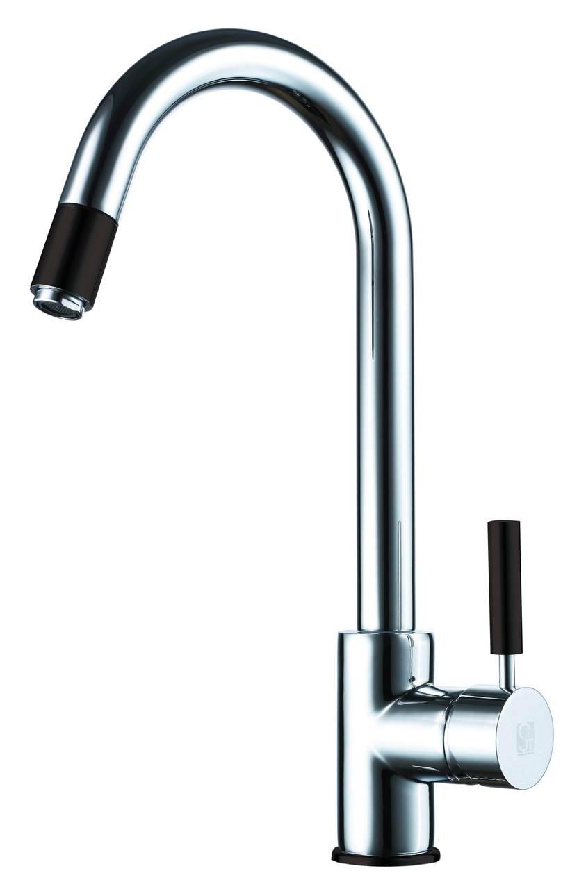 ברז נשלף גבוה למטבח מצב זרימה אחד דגם 12112 ניקל בשילוב שחור מט