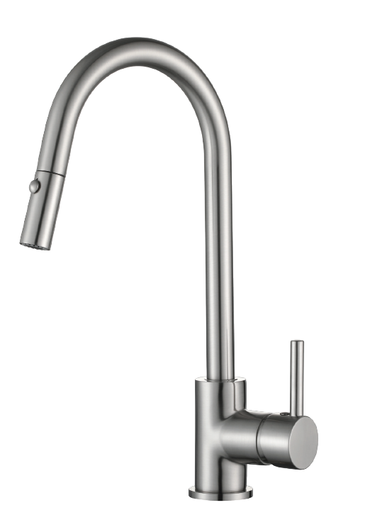 ברז קשת גבוה נשלף למטבח 2 מצבי זרימה דגם 12251 ניקל מוברש